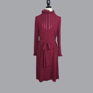 Vintage Albert Nipon Dress Small Victorian Pleated Midi 90s